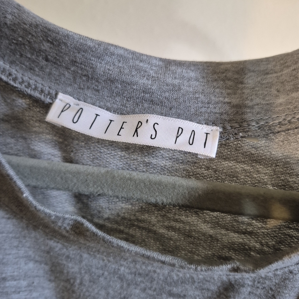 Potter's Pot Gray Dress with Blue Floral Embroidery - Picture 2 of 5